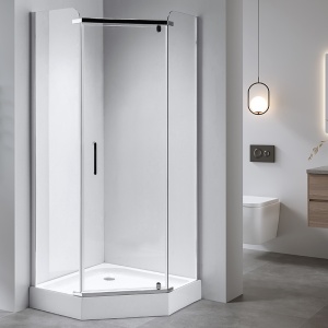 Cabina de dus pentagonala cu cadita inclusa rame cromate KZ91B/SXL07B 90 x 90 - Img 2