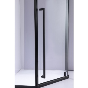 Cabina de dus pentagonala cu rame negre sticla securizata si cadita neagra BS07A/SXL07A 80 x 80 cm - Img 16