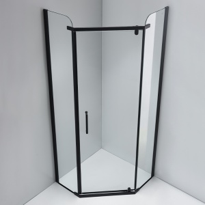 Cabina de dus pentagonala din sticla securizata 6mm si cadita de dus alba slim KZ91A-ST07A 80 x 80 cm - Img 4