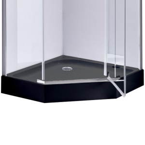 Cabina de dus pentagonala din sticla securizata si rame negre cu cadita de dus neagra KZ91A-SXL07A 80 x 80 cm - Img 19