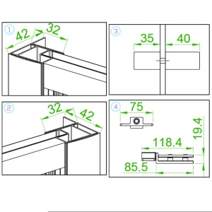 Cabina de dus pentagonala din sticla securizata si rame negre cu cadita alba slim BS07A-ST07A 80 x 80 cm - Img 24