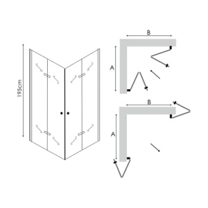Cabina de dus pliabila Veldman Como Duo auriu periat 110 x 110 cm sticla 6 mm - Img 8