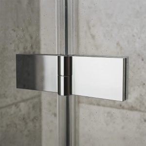 Cabina de dus REA Atlas, Dimensiuni 100x80x80 cm, echipata cu 2 pereti si usa batanta, Culoare Crom - Img 3