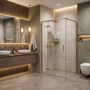 Cabina de dus Rea Bruno Brush Gold 100 x 80 cm - Img 4