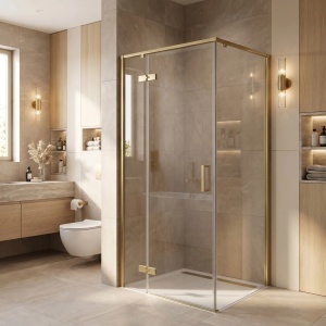 Cabina de dus Rea Bruno culoare auriu periat, dimensiune 90x90cm