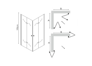 Cabina De Dus Rectangulara PRO TOKYO ,Dimensiuni La Alegere , Usi Pliabile, Sticla Securizata 6 Mm, Inaltime 195 Cm - Img 2