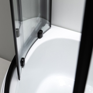 Cabina de dus semicirculara cu rame negre si cadita inalta alba Maja 90 x 90 cm - Img 10