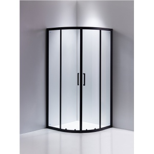 Cabina de dus semicirculara din sticla securizata si rame negre cu cadita alba inclusa BS01B/SXL01B 90 x 90 cm - Img 3
