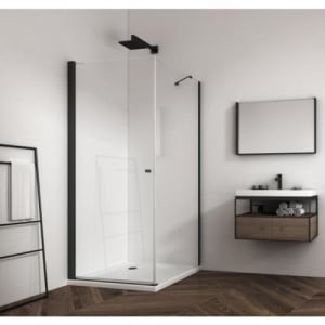 Cabina de dus Veldman Atlanta negru mat 80 x 120 cm sticla 6 mm - Img 2
