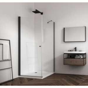 Cabina de dus Veldman Atlanta negru mat 90 x 80 cm sticla 6 mm