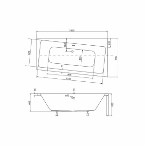 Cada asimetrica Besco Infinity 150x90 cm, Dreapta - Img 3