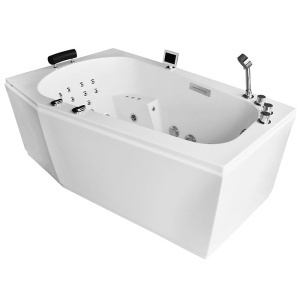 Cada cu hidromasaj asimetrica MUE-007A stanga – 170 x 100 x 70 cm, 49 duze, incalzitor si Bluetooth