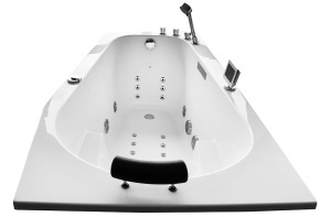 Cada cu hidromasaj asimetrica MUE-007B Dreapta, 170 x 100 x 70 cm, 32 duze, incalzitor, ozonoterapie si Bluetooth, alba - Img 5
