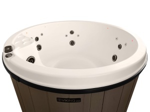 Cada cu hidromasaj rotunda, jacuzzi exterior crem, Pro Viking Spas pentru 5 persoane 234 x 234 x 95 cm - Img 3