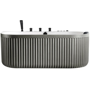Cada de baie cu hidromasaj cu montaj la perete si caneluri gri ciment PRO 170 x 85 x 65 cm