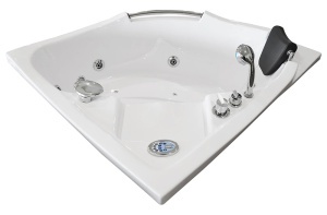 Cada de baie cu hidromasaj de colt MO-0203, 135 x 135 x 75 cm, cromoterapie, radio Bluetooth, alb - Img 4