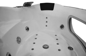 Cada de baie cu hidromasaj de colt MO-1001 – 140 x 140 x 65 cm, 2 locuri, Bluetooth, cromoterapie si front de sticla - Img 21