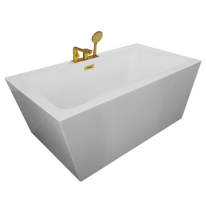 Cada de baie cu montaj la perete MO-1039D cu baterie aurie 152 x 80 x 58 cm