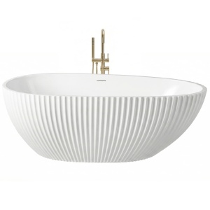 Cadă de baie freestanding, acrilica, alba cu caneluri Carmen 170 cm - Img 2
