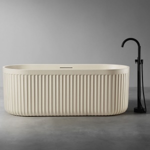 Cadă de baie freestanding cu strat rezistent la abraziune, MUE-D006C, crem, 170 x 75 x 60 cm - Img 2