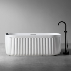 Cadă de baie freestanding cu strat rezistent la abraziune, MUE-D006W, alba, 170 x 75 x 60 cm - Img 2