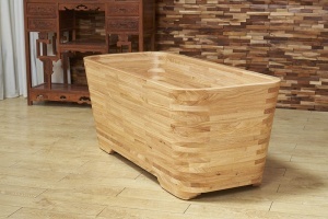 Cada de baie freestanding din lemn, Model dreptunghiular , Dimensiuni 150x65x60 cm - Img 11