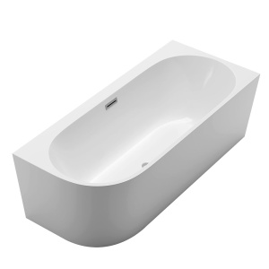 Cada de baie freestanding lipita de perete MO-1724 montaj dreapta, 160 x 75 cm, alb lucios - Img 2