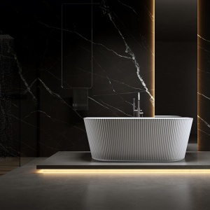 Cada de baie freestanding, montaj la perete Carlo2 alb cu preaplin si ventil otel periat - 170 x 75 cm - Img 12