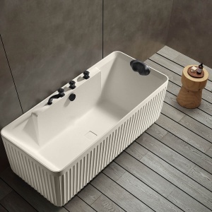 Cada de baie freestanding MUE-D005-2C crem mat cu baterie neagra 170 x 75 cm - Img 3
