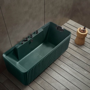 Cada de baie freestanding MUE-D005-2MG verde malachit cu baterie neagra – 170 x 75 x 60 cm - Img 2