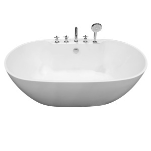 Cada de baie freestanding ovala cu baterie integrata MO-18033, 150 x 82 x 58 cm, alb lucios - Img 4