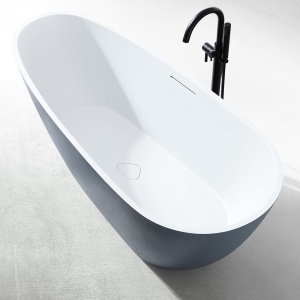 Cada de baie freestanding ovala MUE-D003GBW Albastru Gri / Alb – 170 x 75 x 60 cm, finisaj mat texturat - Img 3