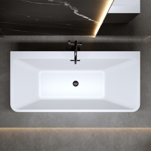 Cada de baie freestanding Sofia 515A, 140 x 75 cm, alb lucios cu ventil negru - Img 6