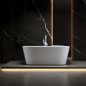 Cada de baie LENA 527C, de sine statatoare 160x75cm, Culoare Alb, Deversor Alb Mat - Img 2