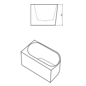 Cada de baie MERA 509A/Dreapta, Dimensiune 140x75cm, Culoare Alb, Deversor Alb Mat - Img 6