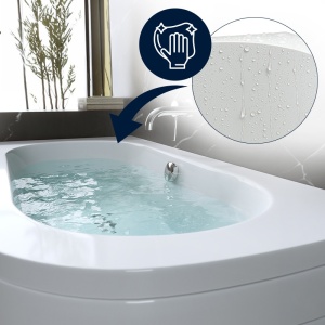 Cada de baie, montaj stanga cu masca, EBI - 150 x 75 cm, acril alb, sifon crom inclus - Img 3