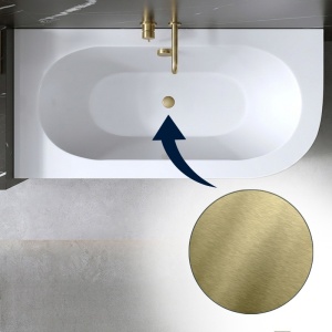 Cada de baie, montaj stanga, EBI 170x75 cm, alba cu ventil si preaplin auriu periat - Img 6