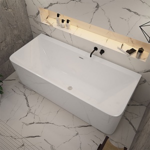 Cada de baie SOFIA 515B, Dimensiune 150x75cm, Culoare Alb, Deversor Crom - Img 9