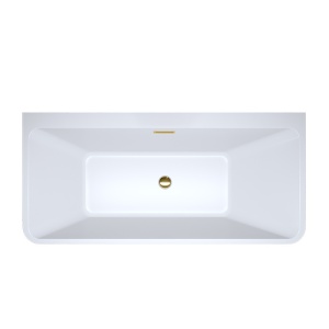 Cada de baie SOFIA 515C, Dimensiune 160x75cm, Culoare Alb, Deversor Auriu Lucios - Img 6