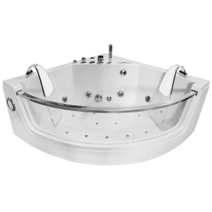 Cada de baie SPA cu hidromasaj de colt MO-0053W, 141 x 141 x 61 cm, front de sticla, radio, bluetooth si incalzitor