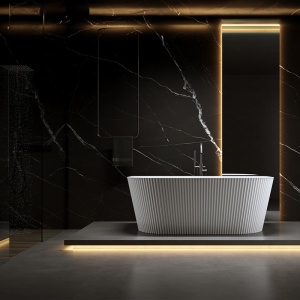 Cada de baie suport CARLO 571C, Dimensiune 160x75cm, Design Elegant, Culoare Alb, Deversor Negru - Img 7