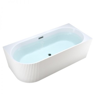 Cada de baie suport RIO 504D, Dimensiuni 140x75cm/Dreapta, Culoare Alb, Deversor Crom - Img 1