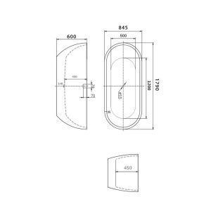 Cadă freestanding Florida, Aura, cu instalație completă, culoare alb, dimensiune 180x84.5cm - Img 3