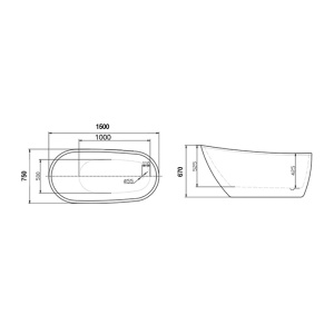 Cada freestanding, Florida, Natalia P-152, ovala, culoare alb, dimensiune 150x75cm - Img 2
