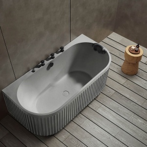 Cada freestanding ovala cu baterie integrata MUE-A005-2G 170 x 80 cm gri mat - Img 3