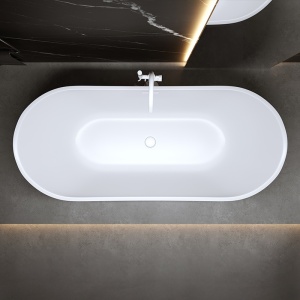 Cada freestanding ovala Rica 513A - 150 x 75 cm alb mat - Img 4