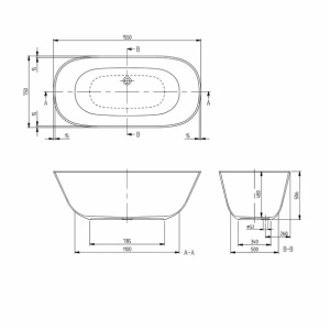 Cada freestanding Villeroy&Boch Theano 155x75 cm alb - Img 4