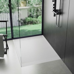 Cadita de dus DEKO Slim, Structura de piatra 130x80cm, Culoare Alb - Img 7