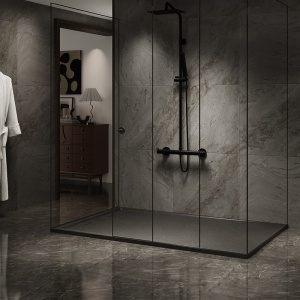 Cadita de dus dreptunghiulara slim finisaj mat DEKO 120x90 cm neagra - Img 4
