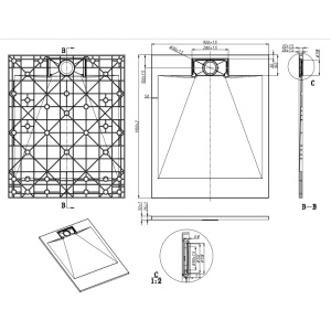Cadita de dus dreptunghiulara slim finisaj piatra MIKO 110x90 cm neagra - Img 6